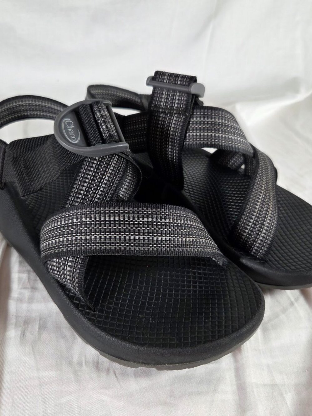 Chaco Z/Cloud Outdoor Hiking Sport Sandals - Black & Gray Patterned Straps